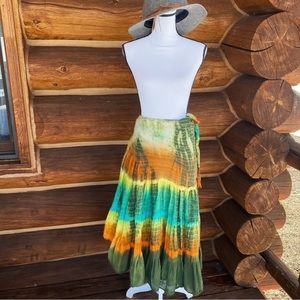 KATHMANDU IMPORTS Hippie Tie Dye wrap skirt Womens size M/L